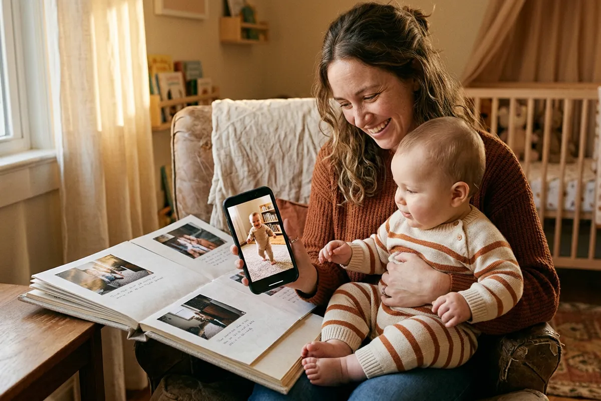 Pairing a monthly baby photo with its video in Stories AR