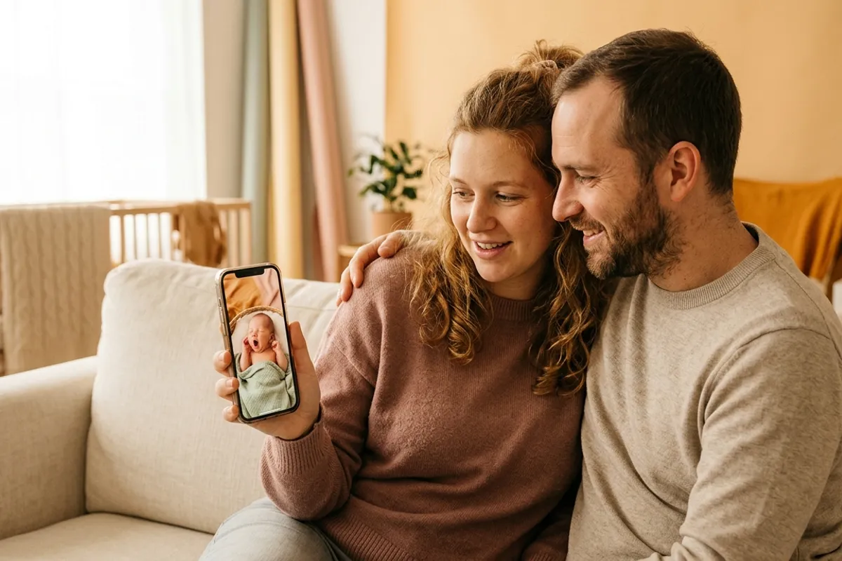 Pairing a newborn photo with a video in the Stories AR dashboard
